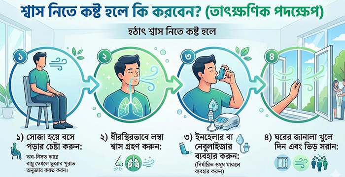 শ্বাস নিতে কষ্ট হলে কি করবেন
