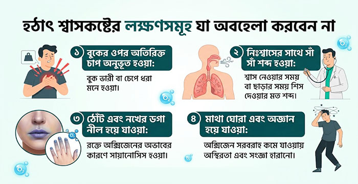 হঠাৎ শ্বাসকষ্টের লক্ষণসমূহ যা অবহেলা করবেন না
