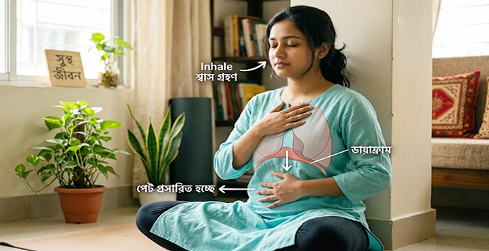 ডায়াফ্রাম্যাটিক ব্রিদিং বা পেটের মাধ্যমে শ্বাস নেওয়ার সঠিক পদ্ধতি