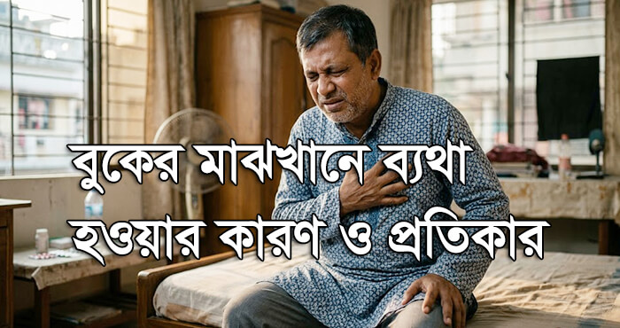 বুকের মাঝখানে ব্যথা হওয়ার কারণ ও প্রতিকার