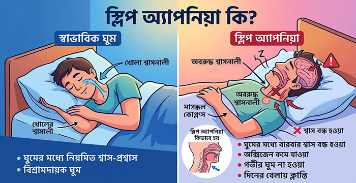 স্লিপ অ্যাপনিয়া লক্ষণ ও কিভাবে বুঝবেন